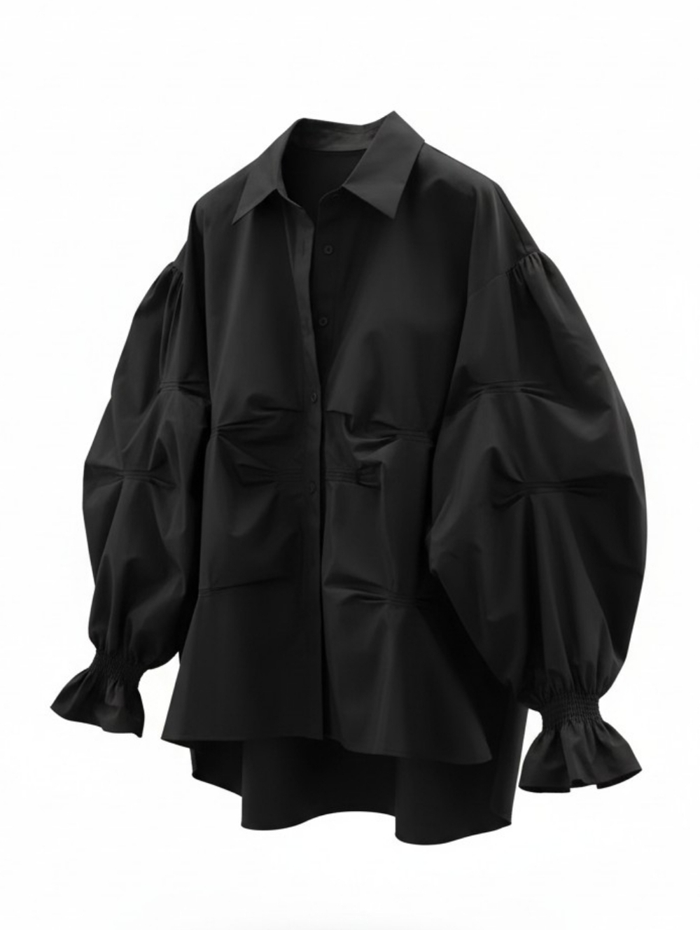 Oversized Pleated Accents Blouse ▪︎  Black ▪︎ XXL